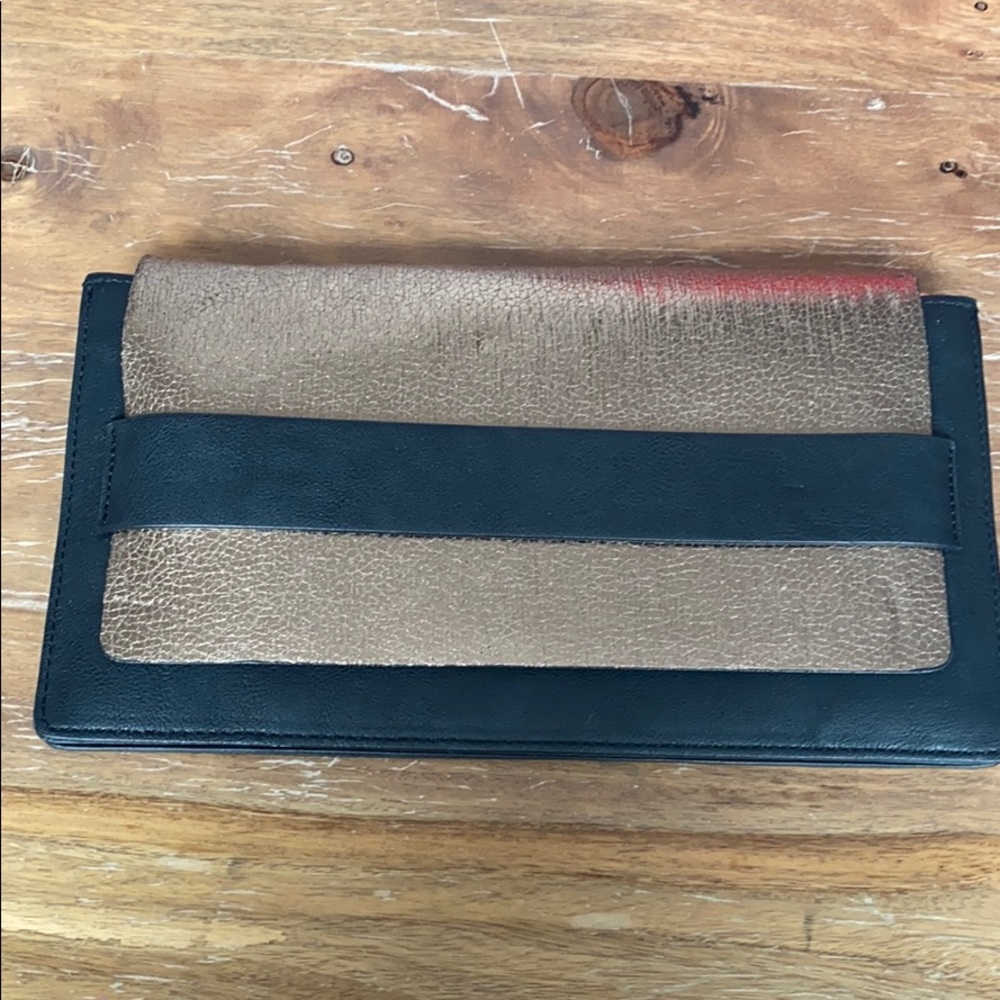 Who What Wear Black and Rose Gold Clutch